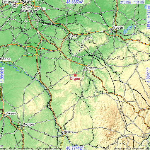 Topographic map of Diges