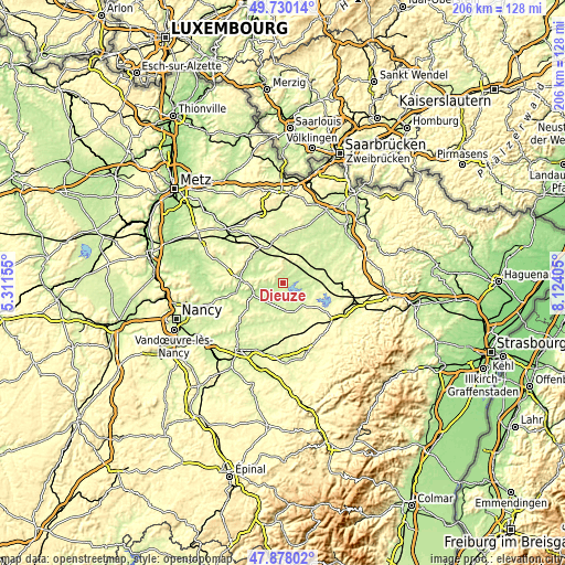 Topographic map of Dieuze