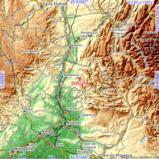 Topographic map of Dieulefit