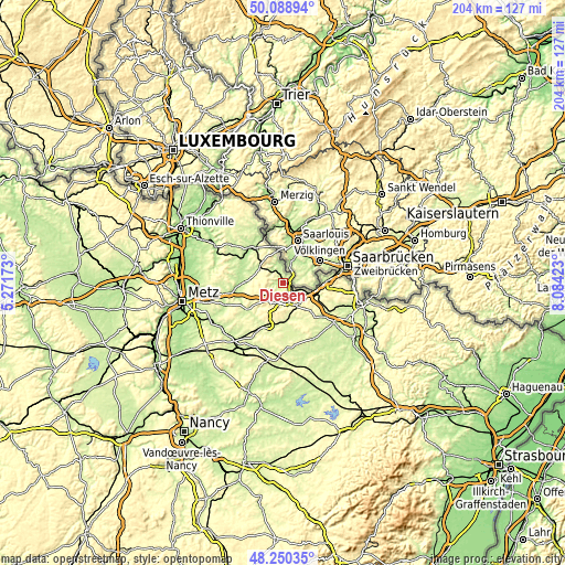 Topographic map of Diesen