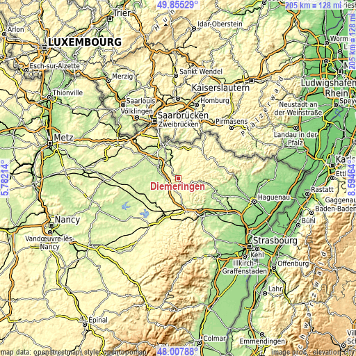 Topographic map of Diemeringen