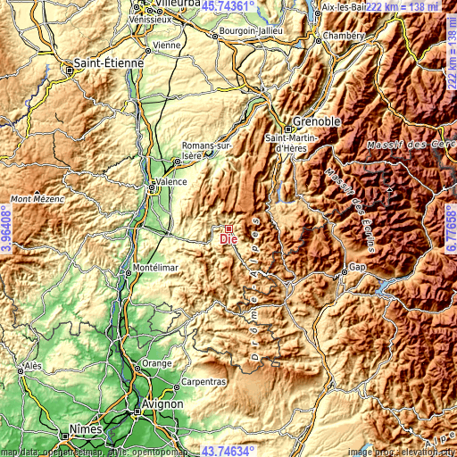 Topographic map of Die