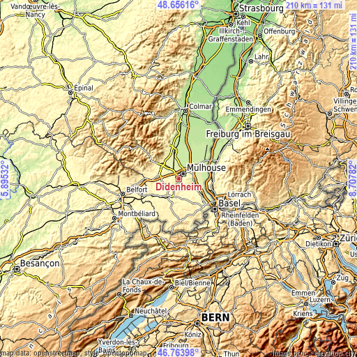 Topographic map of Didenheim
