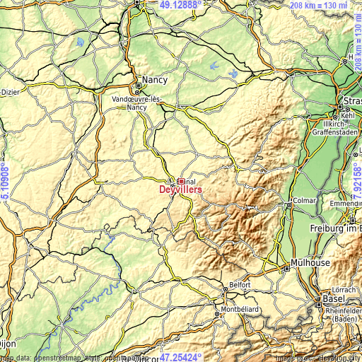 Topographic map of Deyvillers