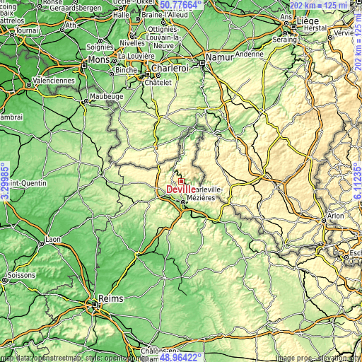 Topographic map of Deville