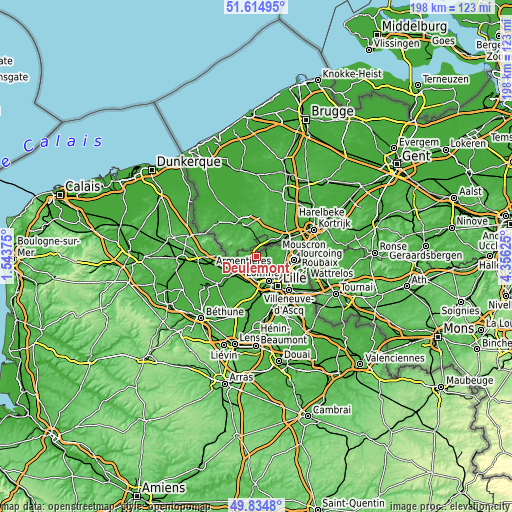 Topographic map of Deûlémont