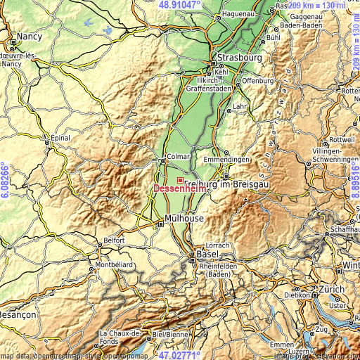 Topographic map of Dessenheim