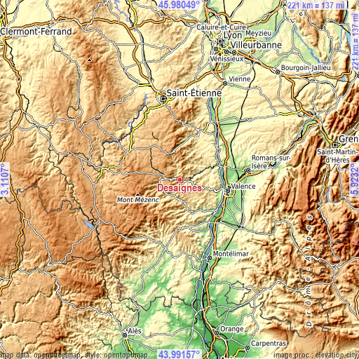 Topographic map of Désaignes