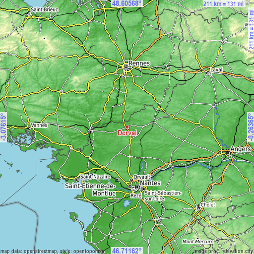 Topographic map of Derval