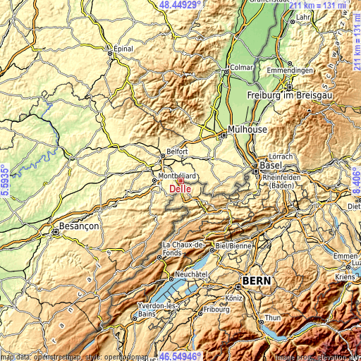 Topographic map of Delle