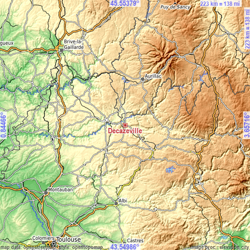 Topographic map of Decazeville