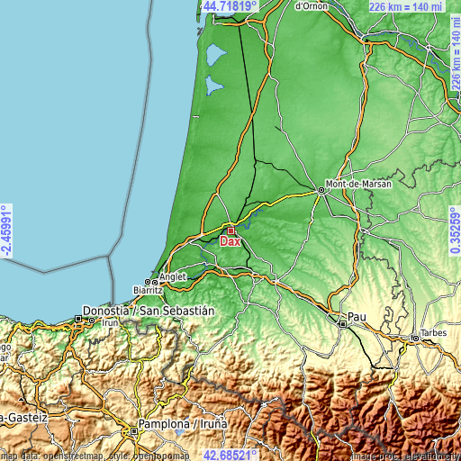 Topographic map of Dax