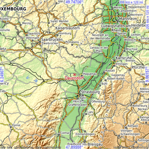 Topographic map of Dauendorf