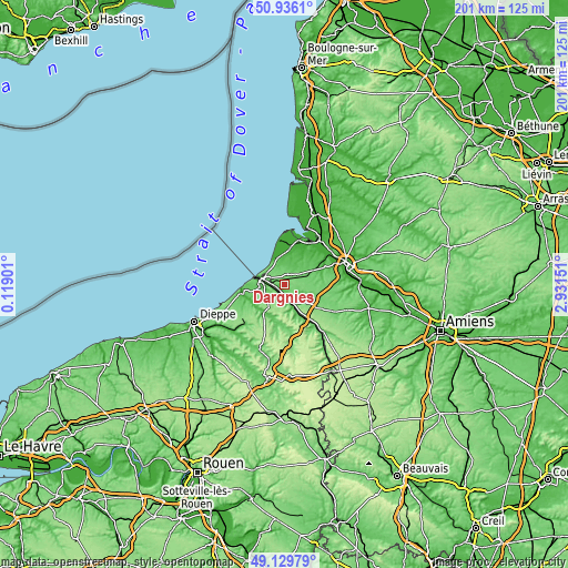 Topographic map of Dargnies