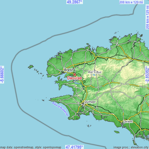 Topographic map of Daoulas