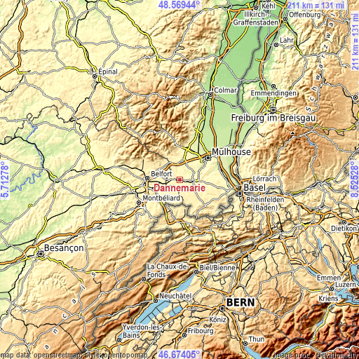 Topographic map of Dannemarie