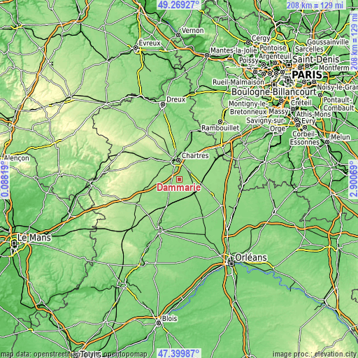 Topographic map of Dammarie