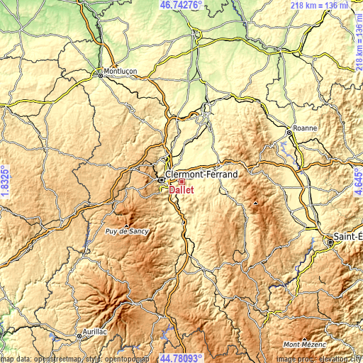 Topographic map of Dallet