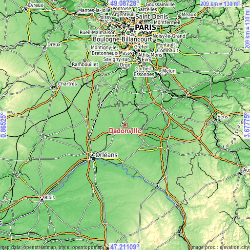 Topographic map of Dadonville