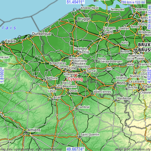 Topographic map of Cysoing