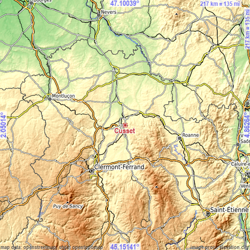 Topographic map of Cusset