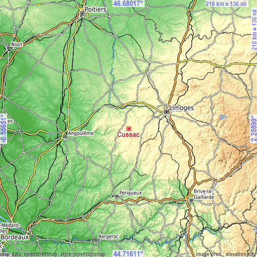 Topographic map of Cussac