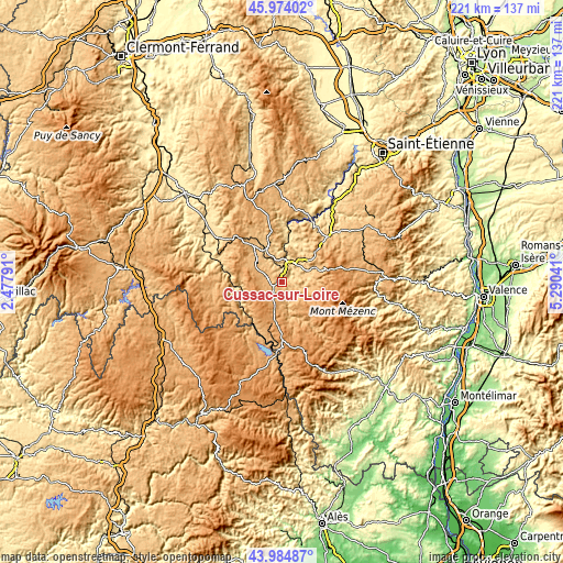 Topographic map of Cussac-sur-Loire