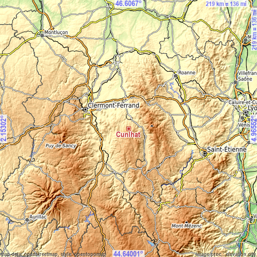 Topographic map of Cunlhat