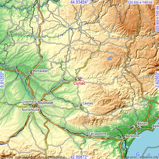 Topographic map of Cunac