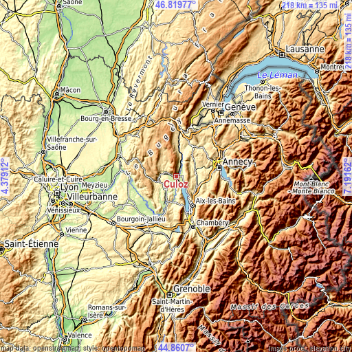 Topographic map of Culoz