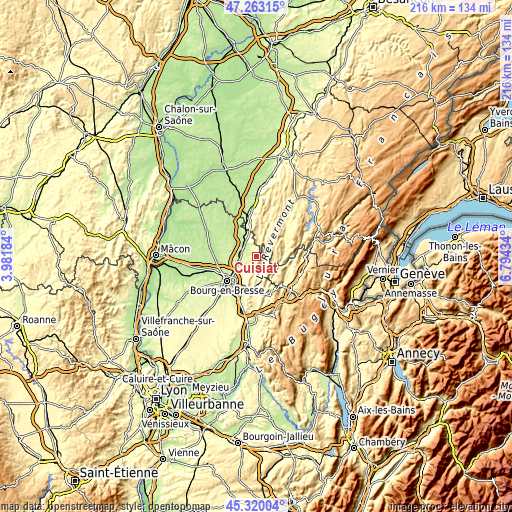 Topographic map of Cuisiat