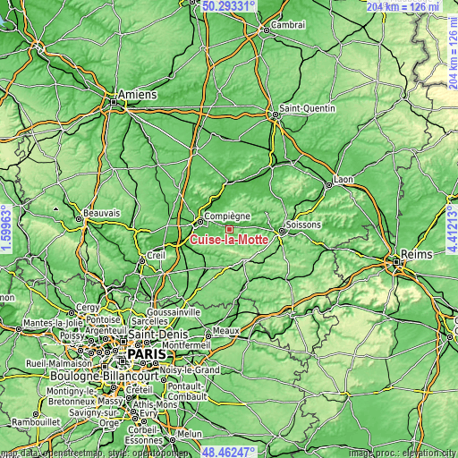 Topographic map of Cuise-la-Motte