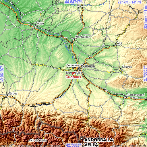 Topographic map of Cugnaux
