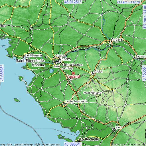 Topographic map of Cugand