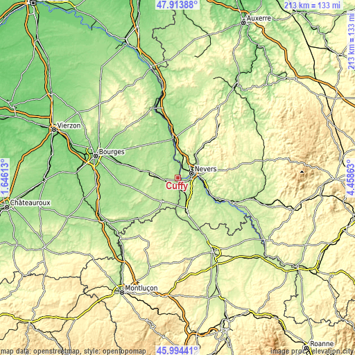 Topographic map of Cuffy