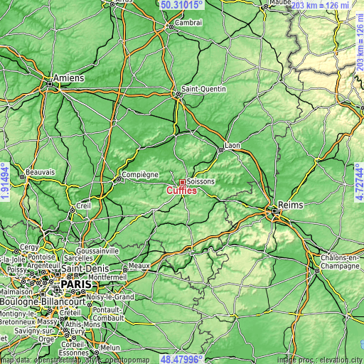 Topographic map of Cuffies