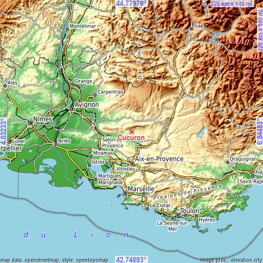 Topographic map of Cucuron