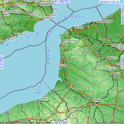 Topographic map of Cucq