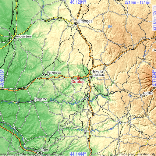 Topographic map of Cublac