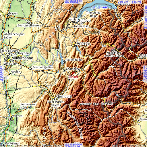 Topographic map of Cruet