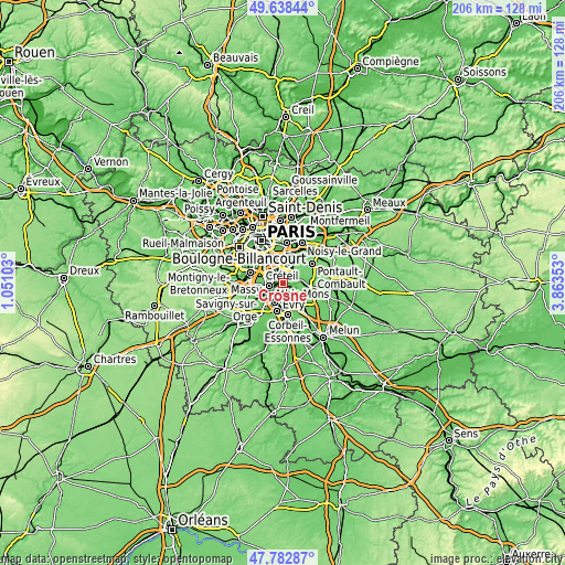 Topographic map of Crosne