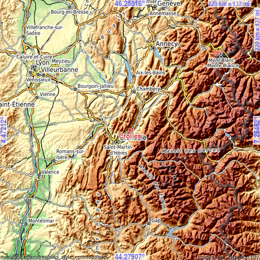 Topographic map of Crolles