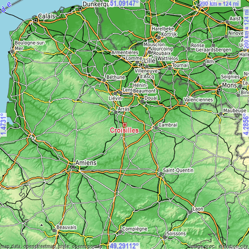 Topographic map of Croisilles