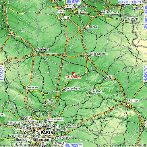 Topographic map of Crisolles