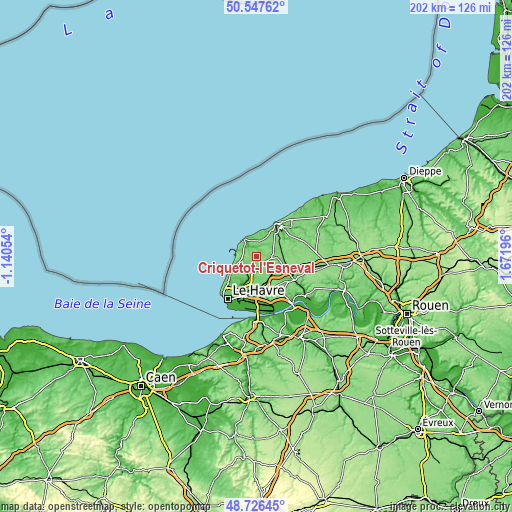 Topographic map of Criquetot-l’Esneval