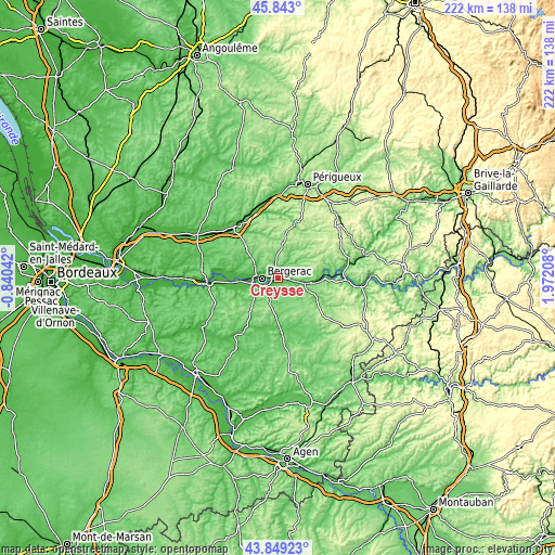 Topographic map of Creysse