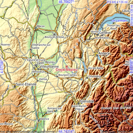 Topographic map of Creys-Mépieu