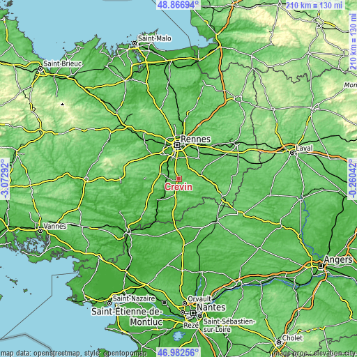 Topographic map of Crevin