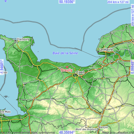 Topographic map of Creully