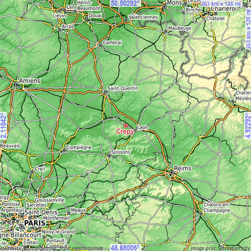 Topographic map of Crépy